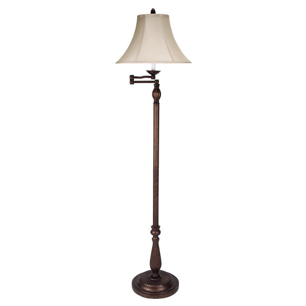 62" Rusted Swing Arm Floor Lamp With Champagne Bell Shade N270-526338