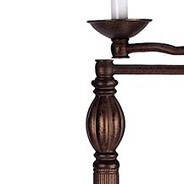 62" Rusted Swing Arm Floor Lamp With Champagne Bell Shade N270-526338