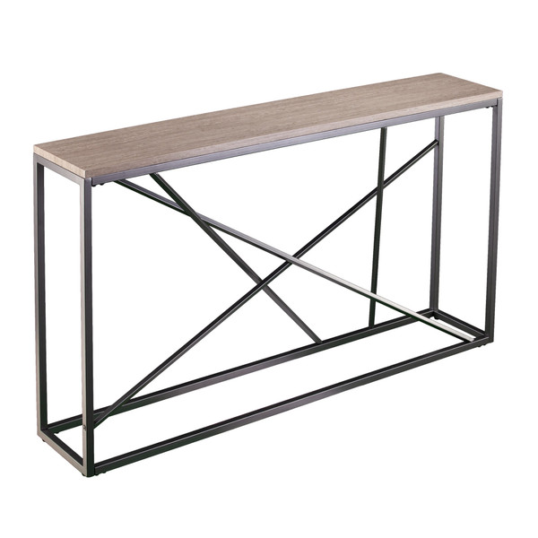 52" Taupe and Gray Faux Stone Frame Console Table N270-402410