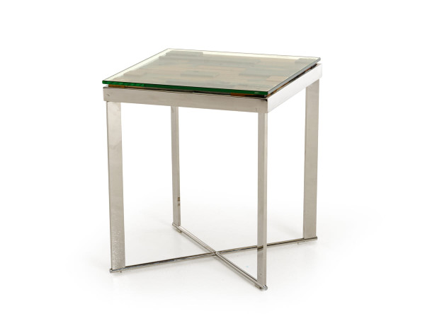 22" Silver And Brown Glass Square End Table N270-283176