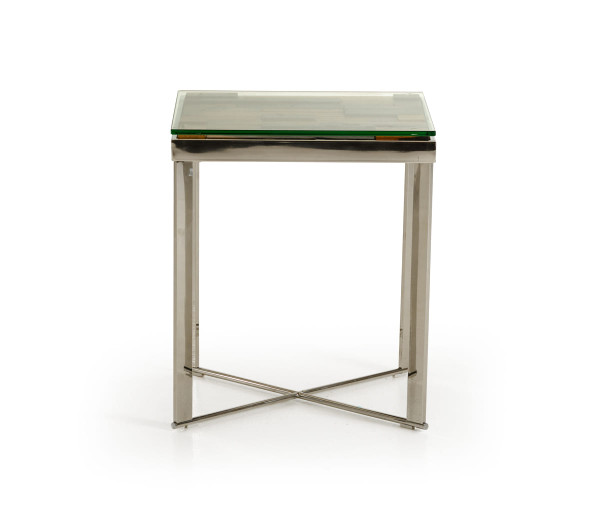 22" Silver And Brown Glass Square End Table N270-283176