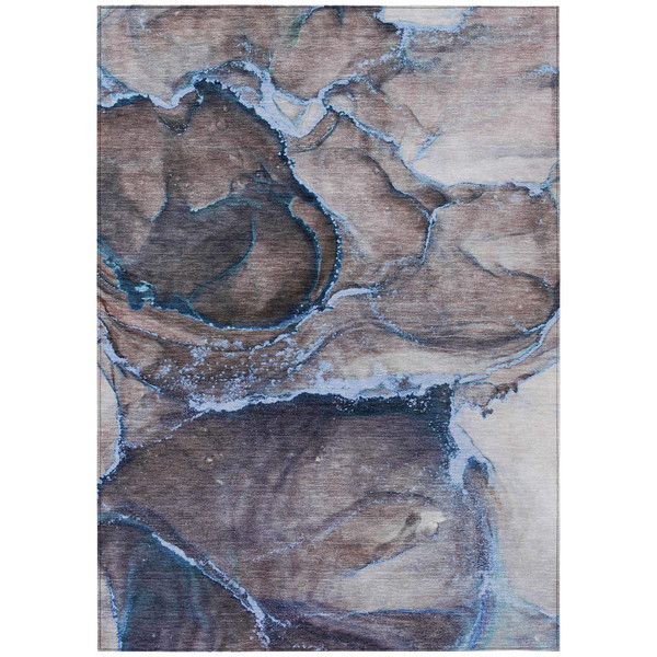 8' X 10' Navy Blue Abstract Washable Indoor Outdoor Area Rug N270-560624