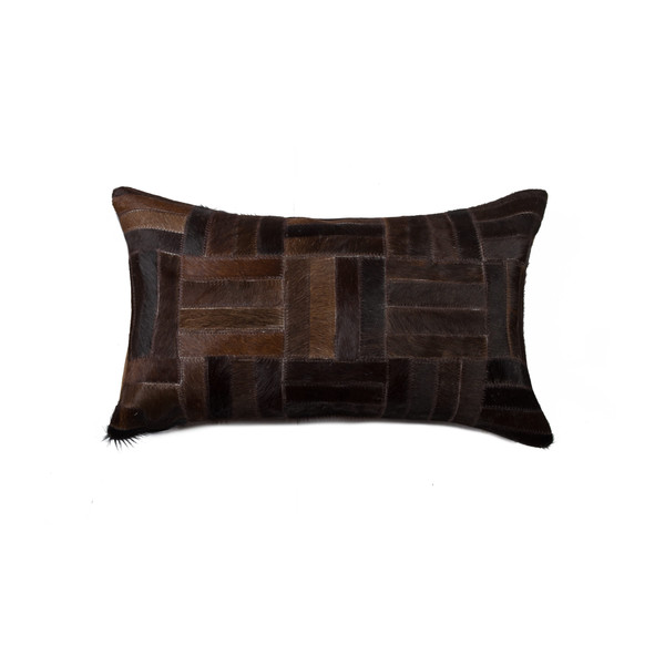 12" X 20" Chocolate Cowhide Throw Pillow N270-316857
