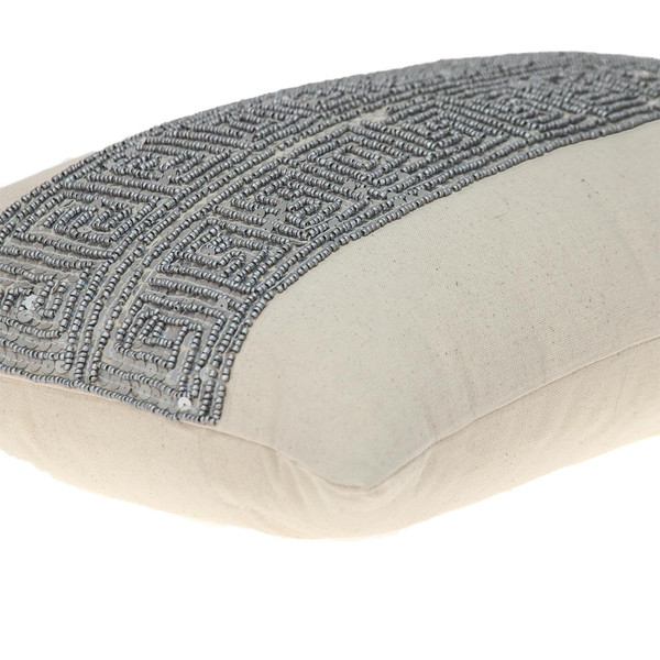 Glam Beige with Silver Sequins Lumbar Throw Pillow N270-402705