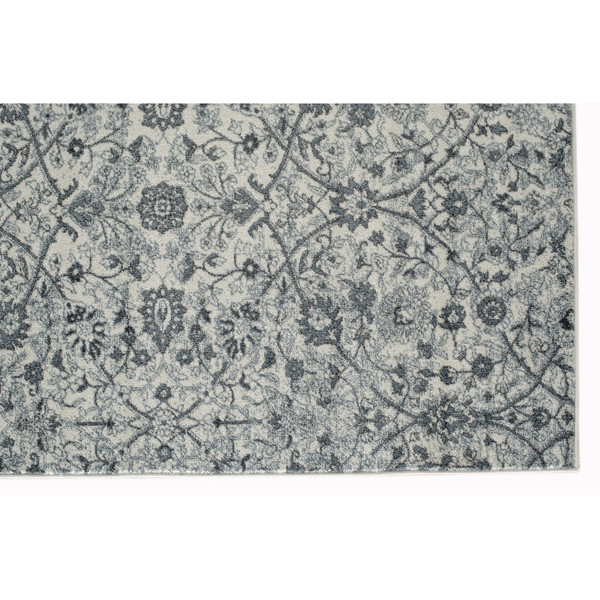 6' Charcoal and Gray Floral Power Loom Round Rug N270-531831