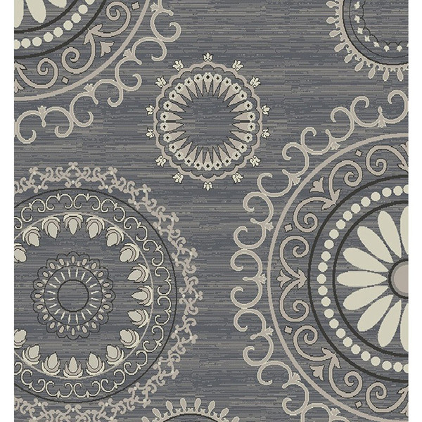 8' X 10' Gray and Ivory Geometric Area Rug N270-552155