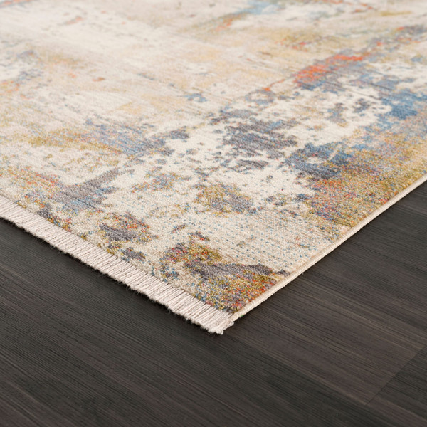 5' X 8' Gray And Ivory Abstract Power Loom Distressed Stain Resistant Area Rug N270-482950