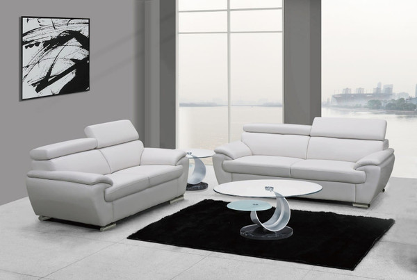 Two Piece Indoor White Genuine Leather Five Person Seating Set N270-343849