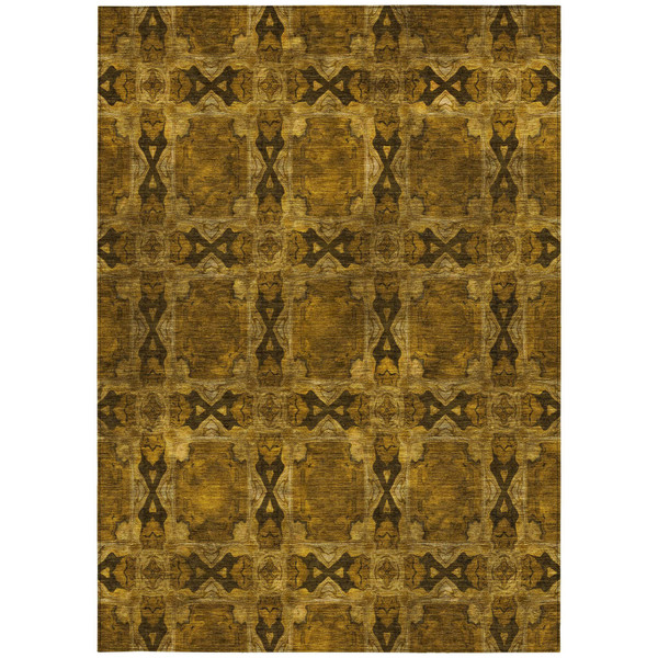 3' X 5' Chocolate Floral Medallion Washable Non Skid Indoor Outdoor Area Rug N270-563406
