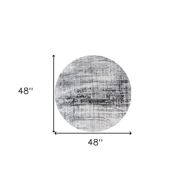 5' Black and White Round Abstract Non Skid Area Rug N270-548554