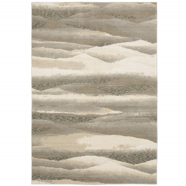 10' X 13' Blue and Gray Abstract Power Loom Area Rug N270-510473