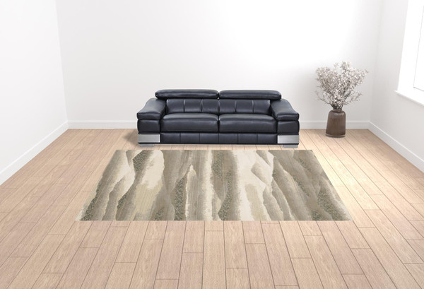 10' X 13' Blue and Gray Abstract Power Loom Area Rug N270-510473