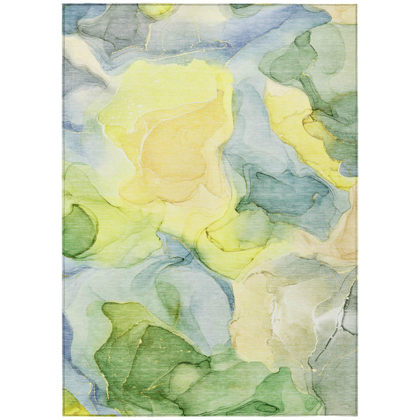 8' X 10' Yellow Abstract Washable Non Skid Indoor Outdoor Area Rug N270-559547