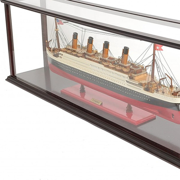 16" Black and Red 1912 RMS Titanic Medium Display Case Boat Hand Painted Decorative Boat N270-401881