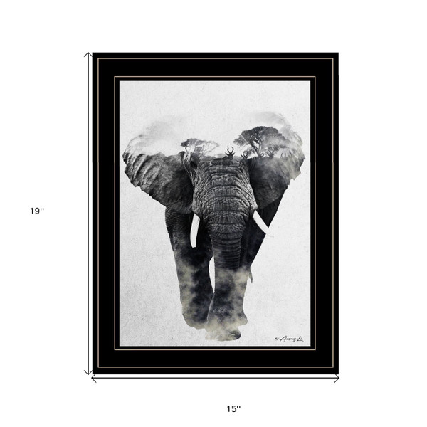 Elephant Walk 2 Black Framed Print Wall Art N270-405083