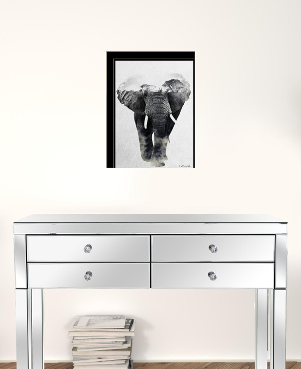 Elephant Walk 2 Black Framed Print Wall Art N270-405083