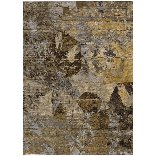 8' X 10' Brown Terracotta and Gray Floral Washable Non Skid Indoor Outdoor Area Rug N270-562773