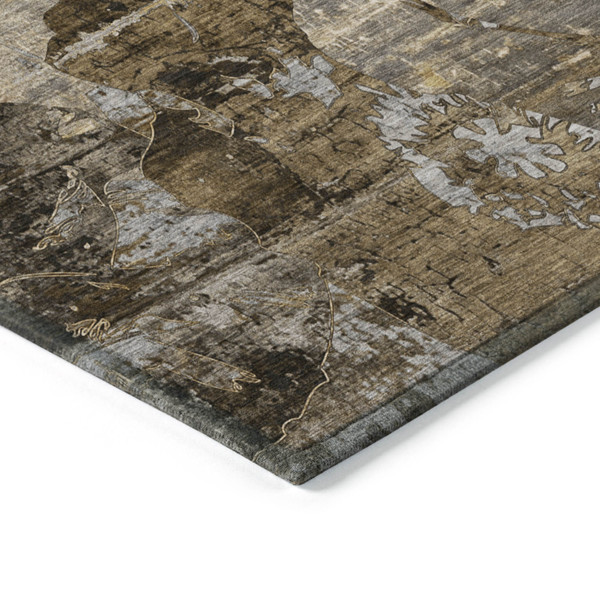 8' X 10' Brown Terracotta and Gray Floral Washable Non Skid Indoor Outdoor Area Rug N270-562773
