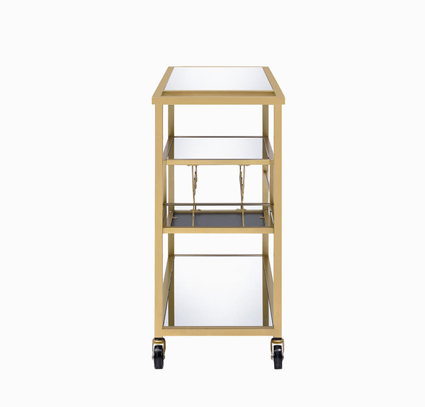 40" X 16" X 37" Gold And Clear Glass Serving Cart N270-319143