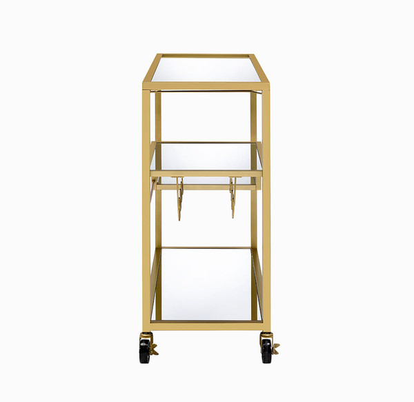 40" X 16" X 37" Gold And Clear Glass Serving Cart N270-319143