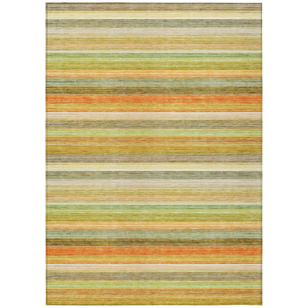 9' X 12' Artichoke Green Striped Washable Non Skid Indoor Outdoor Area Rug N270-561518