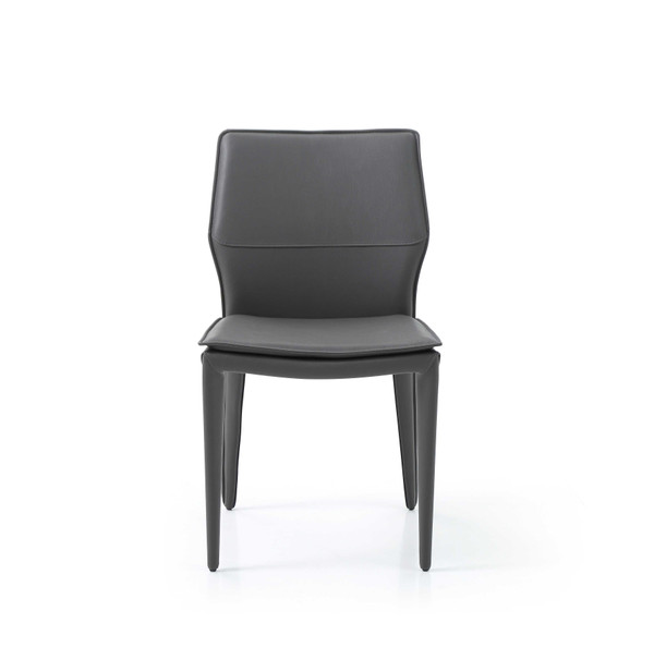 Set of Two Gray Slipcovered Upholstered Faux Leather Dining Side Chairs N270-370668