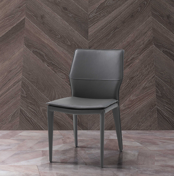 Set of Two Gray Slipcovered Upholstered Faux Leather Dining Side Chairs N270-370668