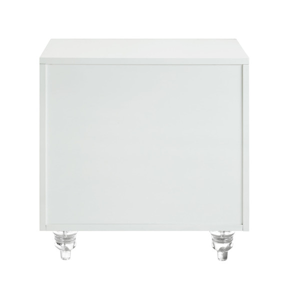 24" Clear And White Wood Mirrored End Table With Three Drawers N270-544099
