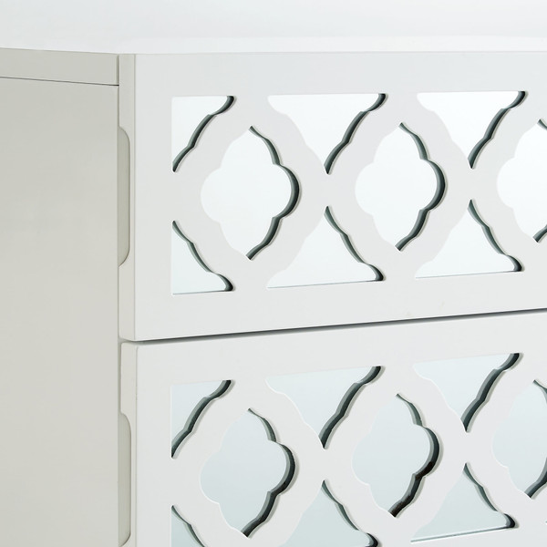 24" Clear And White Wood Mirrored End Table With Three Drawers N270-544099