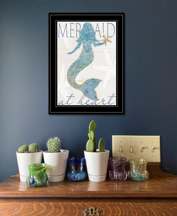 Mermaid at Heart 2 Black Framed Print Wall Art N270-407722