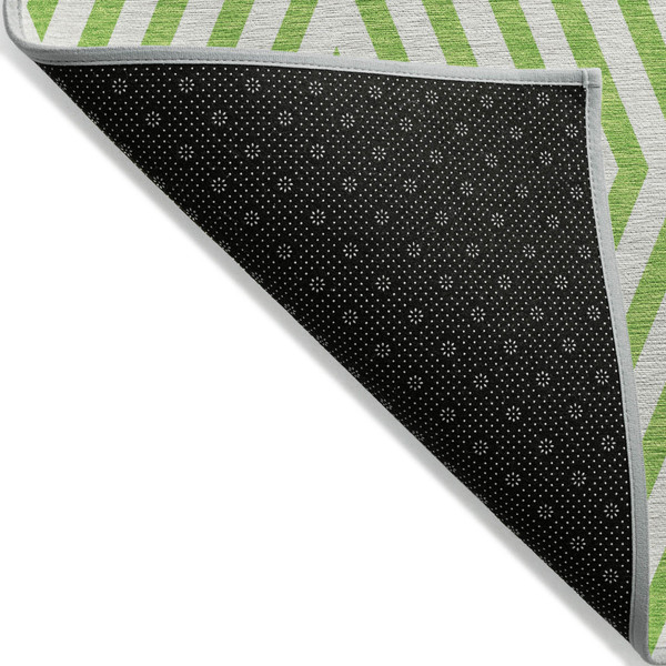 8' Round Lime Green and White Round Geometric Washable Non Skid Indoor Outdoor Area Rug N270-562322