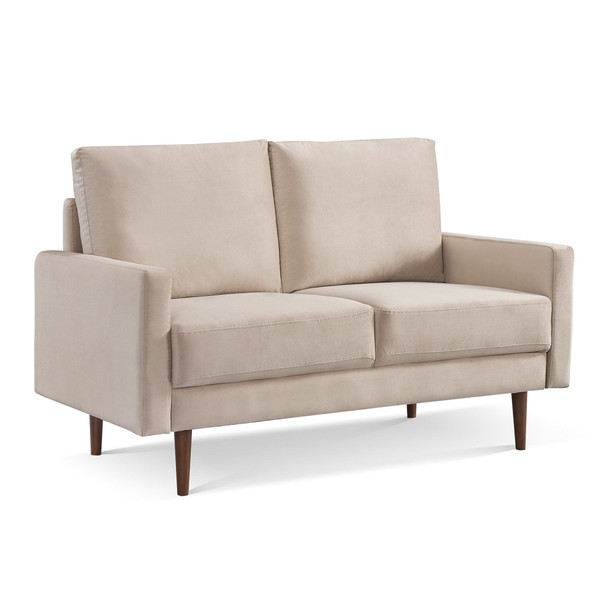 57" Beige And Dark Brown Velvet Loveseat N270-543721