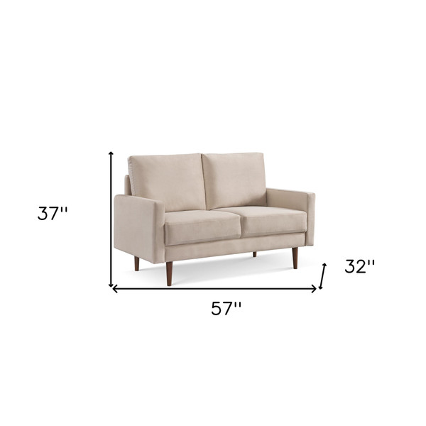 57" Beige And Dark Brown Velvet Loveseat N270-543721