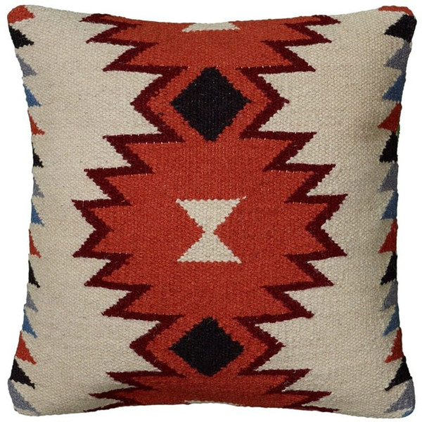 18" Orange and Ivory Cotton Throw Pillow N270-403153