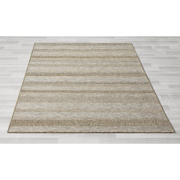 5' X 7' Gray Striped Handmade Indoor Outdoor Area Rug N270-517467