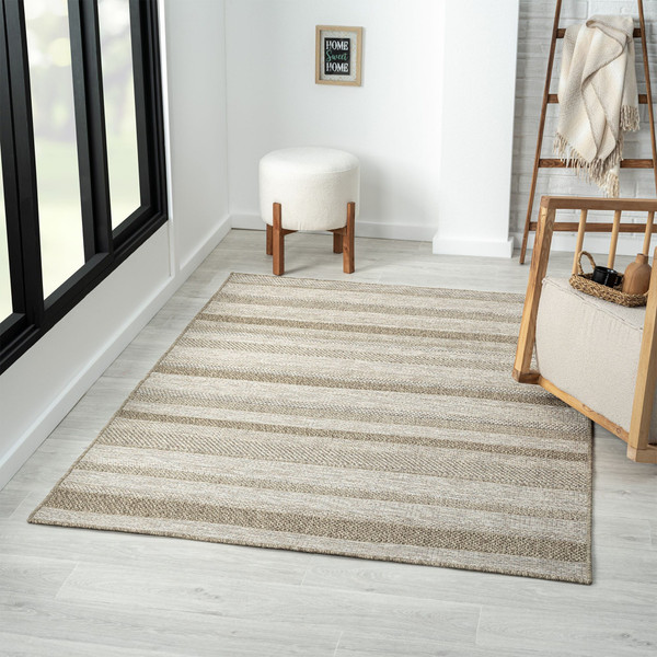 5' X 7' Gray Striped Handmade Indoor Outdoor Area Rug N270-517467