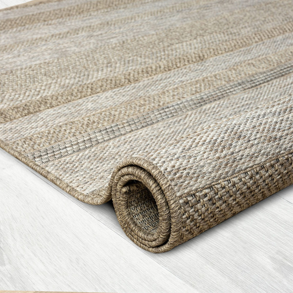 5' X 7' Gray Striped Handmade Indoor Outdoor Area Rug N270-517467