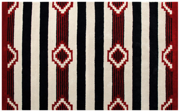 8' X 11' Ivory and Black Southwestern Hand Tufted Non Skid Area Rug N270-558181