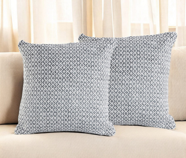 Set of Two Gray and White Geometric Cotton Throw Pillow N270-554595