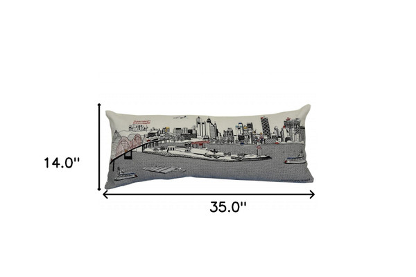 35" White Memphis Daylight Skyline Lumbar Decorative Pillow N270-482582