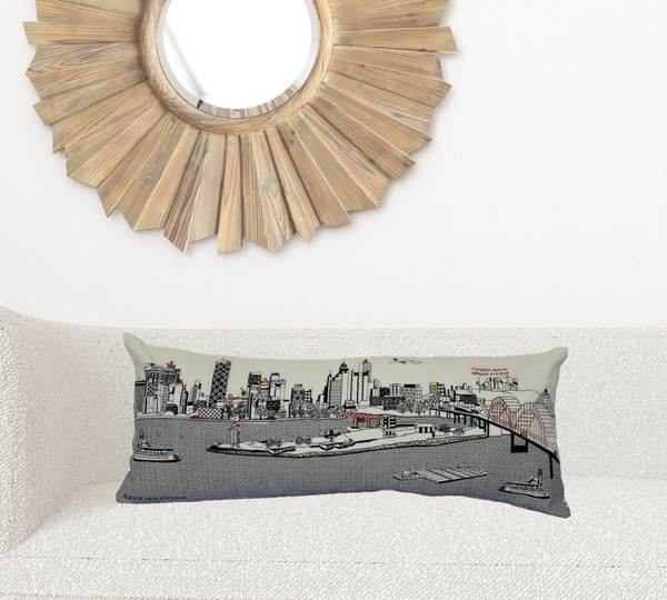 35" White Memphis Daylight Skyline Lumbar Decorative Pillow N270-482582