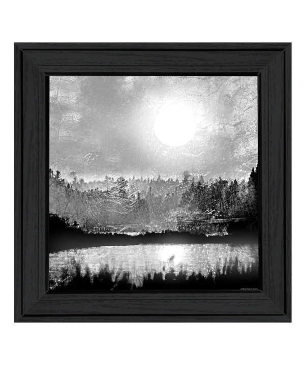 Big Moon Lake Black Framed Print Wall Art N270-529595