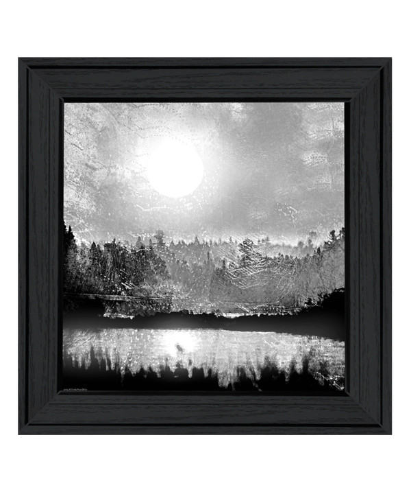 Big Moon Lake Black Framed Print Wall Art N270-529595