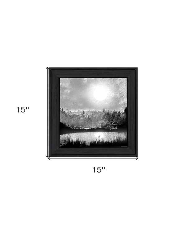 Big Moon Lake Black Framed Print Wall Art N270-529595