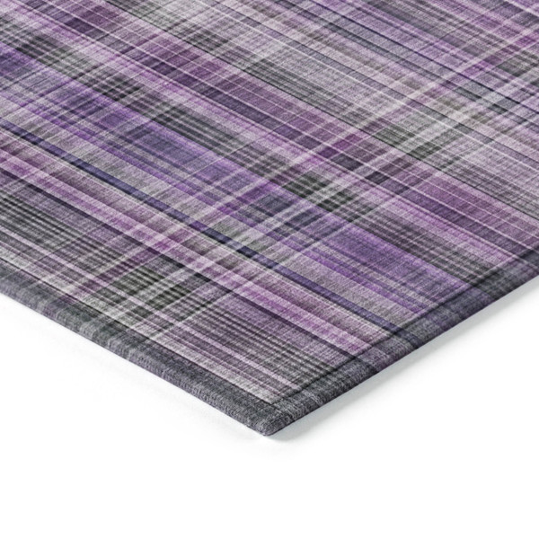 5' X 8' Purple and Gray Plaid Washable Non Skid Indoor Outdoor Area Rug N270-561907