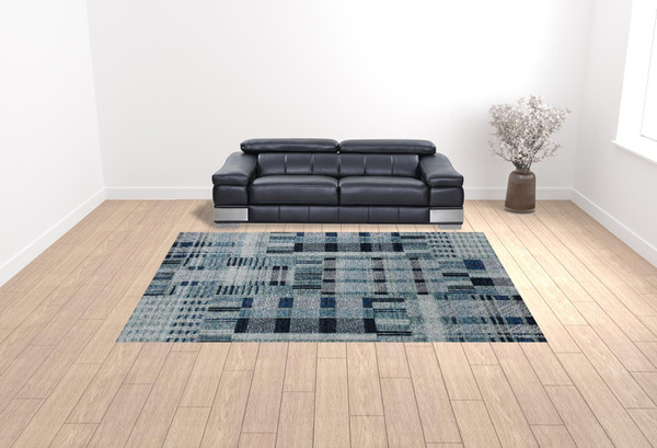 10' X 13' Blue Geometric Power Loom Area Rug N270-510180