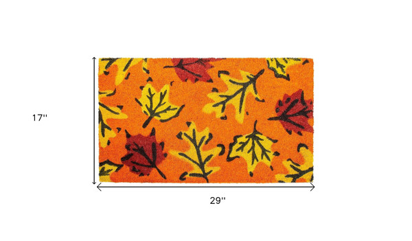 17" X 29" Orange Black and Yellow Coir Leaves Outdoor Fall Door Mat N270-555258