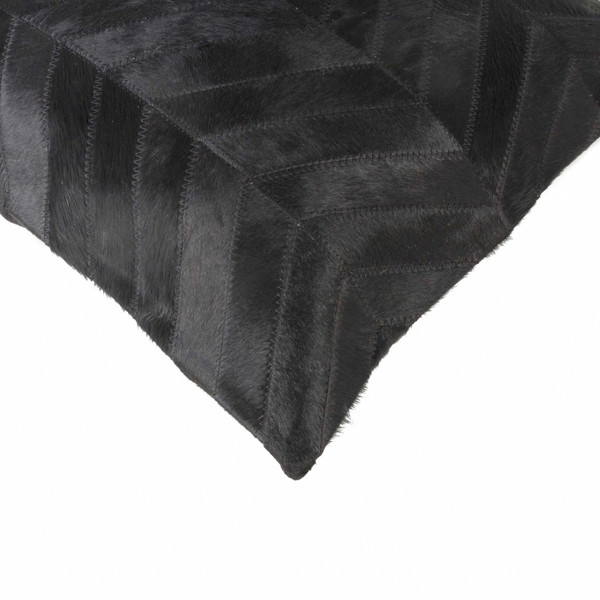 18" Black Cowhide Throw Pillow N270-316839