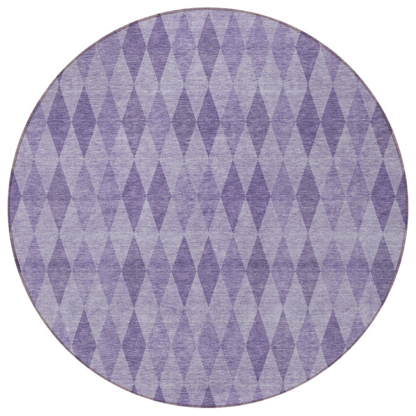 8' Round Purple Round Geometric Washable Non Skid Indoor Outdoor Area Rug N270-563264