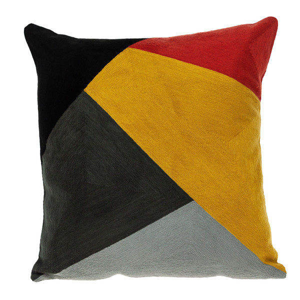 20" Mustard Yellow and Black Cotton Throw Pillow N270-476178